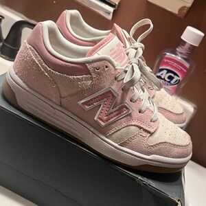 Kids New Balance 480 SIZE 1 Pink, Cream & White